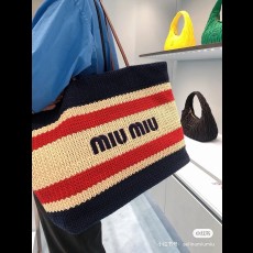 miu mi* 라피아 코튼 토트백