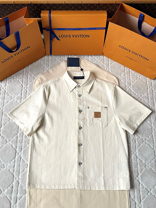 lv 실크 블렌드 숏 슬리브 셔츠