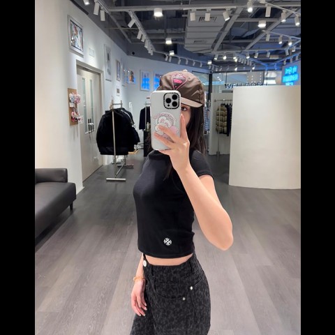 chrome heart* 모크넥 슬림핏 반팔 탑