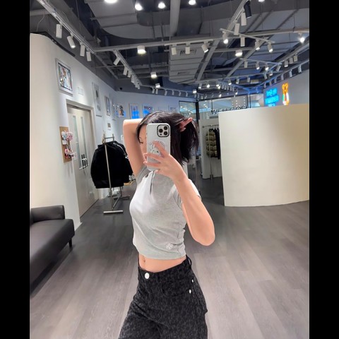 chrome heart* 모크넥 슬림핏 반팔 탑