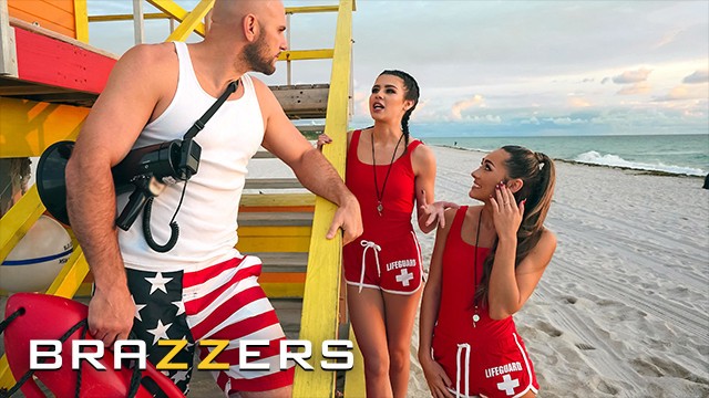 Brazzers - Lifeguards Mackenzie Mace and Kylie Rocket convince their coworker JMac to fuck them both