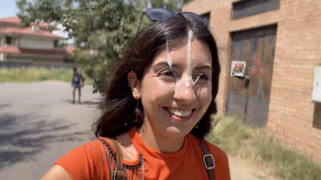 Crazy girl sucking dick in the bushes - huge facial public cumwalk