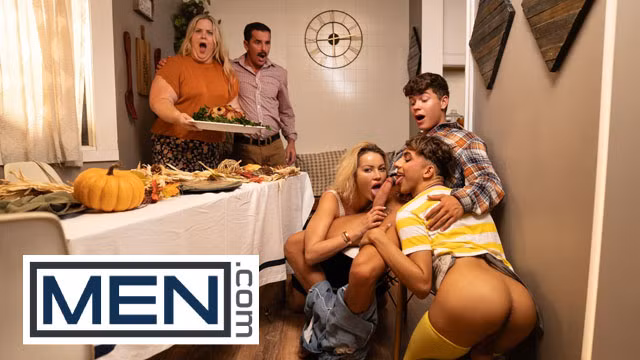 Men - Thanksgiving becomes a steamy threesome with Drake Von, Cherry Kiss and Foxy Alex