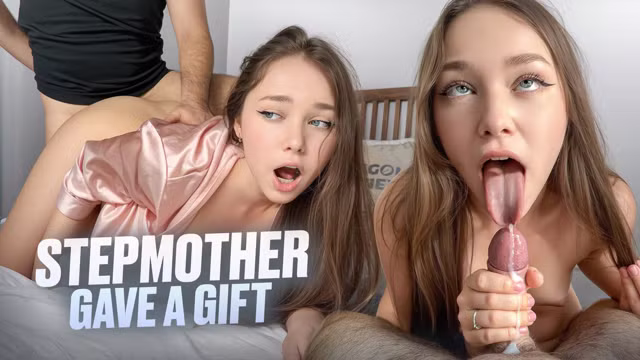 The stepmother's surprise ended with her stepson. She accidentally grabbed my penis.